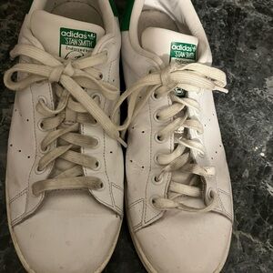 Adidas Stan Smith White and Green Athletic Shoes